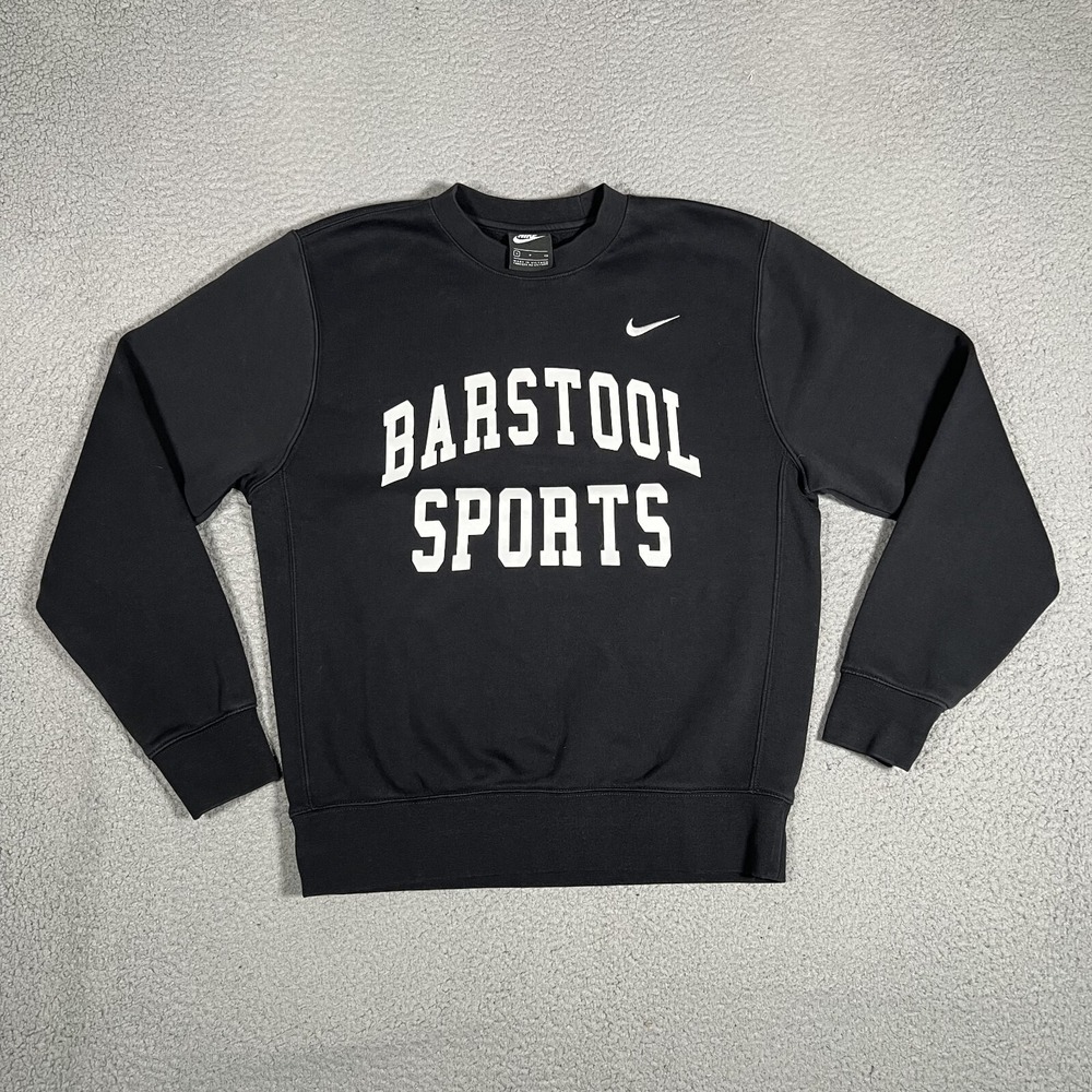 Nike Sweater Mens Small Black Barstool Sports Club Fleece Casual‎ Preppy Portnoy
